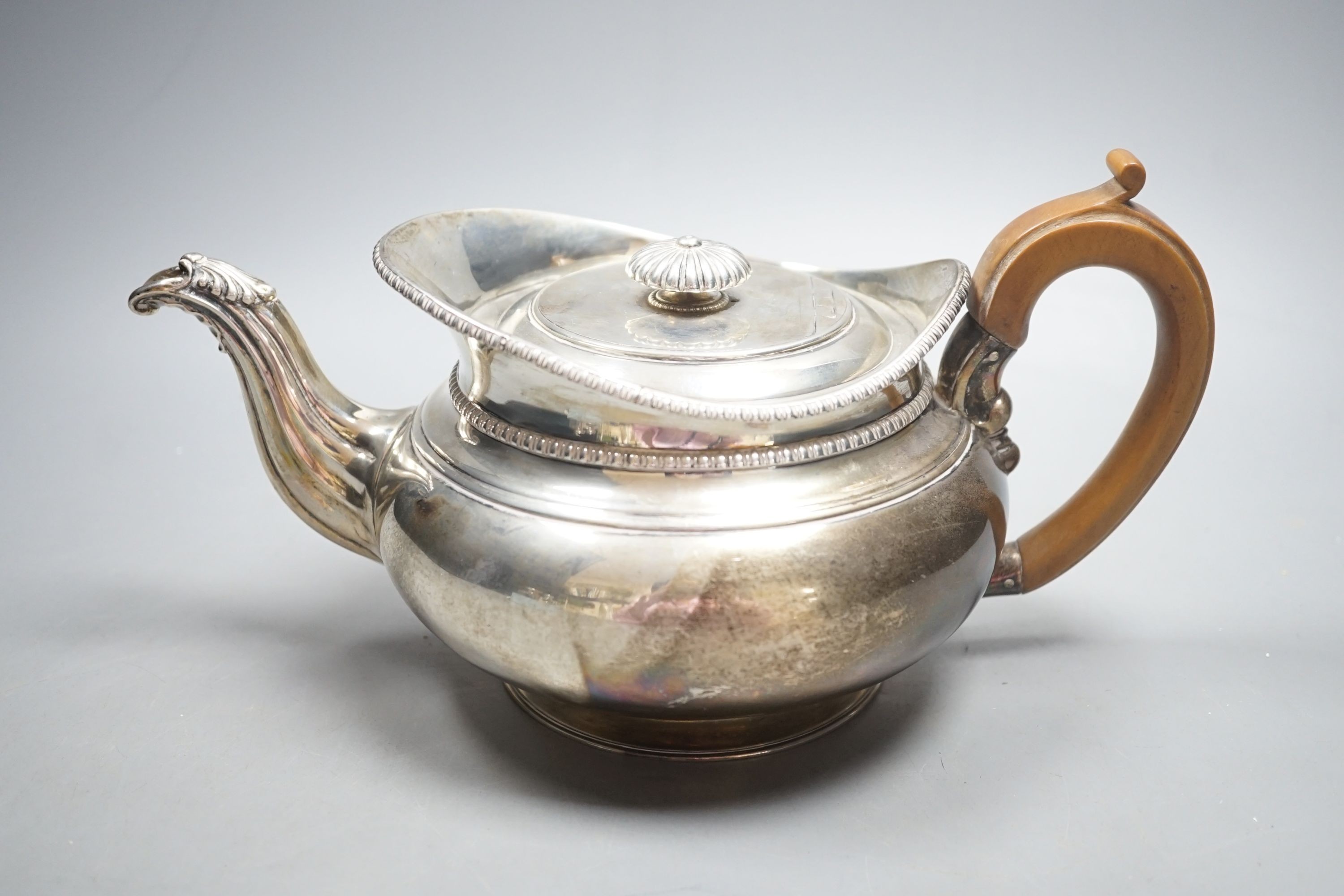 A George III silver circular teapot, by Benjamin & James Smith, London, 1810, gross 24.5oz.